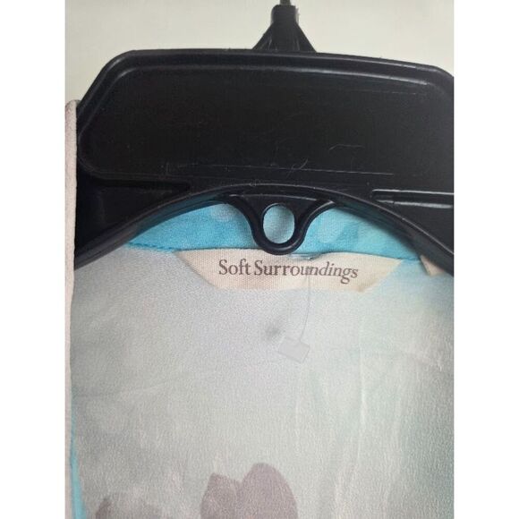 Soft Surroundings "Jolene" Blue Ombre Floral 100% Silk Button Up Blouse Small P. - Picture 7 of 8